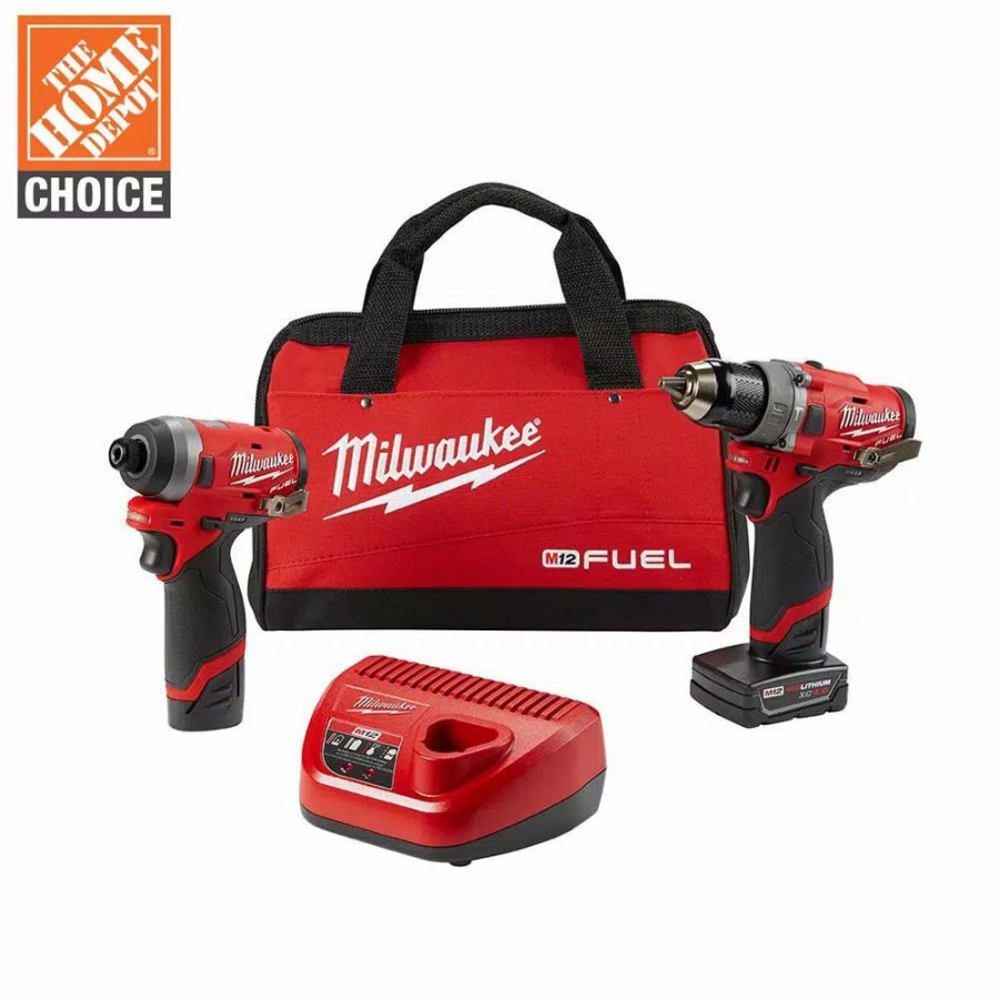 Power Tool Combo Kits * | Power Tool Combo Kits Milwaukee M12 Fuel 12-Volt Lithium-Ion Brushless Cordless Hammer Drill And Impact Driver Combo Kit With 2 Batteries & Bag (2-Tool)