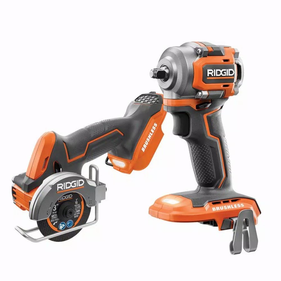 Impact Wrenches * | Impact Wrenches Ridgid 18-Volt Subcompact Lithium-Ion Brushless Cordless 3/8 In. Impact Wrench And 3 In. Multi-Material Saw (Tools Only)