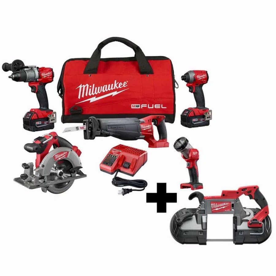 Power Tool Combo Kits * | Power Tool Combo Kits Milwaukee M18 Fuel 18-Volt Lithium-Ion Brushless Cordless Combo Kit (5-Tool) With M18 Fuel Deep Cut Band Saw