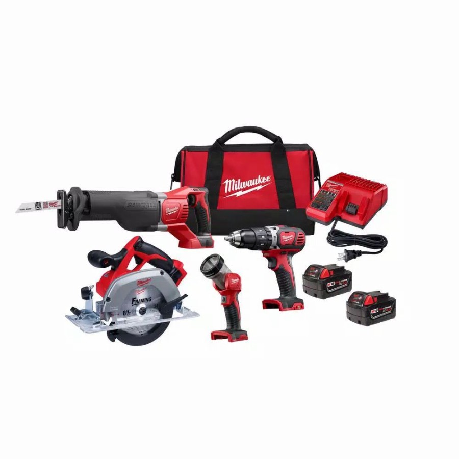 Power Tool Combo Kits * | Power Tool Combo Kits Milwaukee M18 18-Volt Lithium-Ion Cordless Combo Tool Kit (4-Tool) With (2) 3.0 Ah Batteries, (1) Charger, (1) Tool Bag