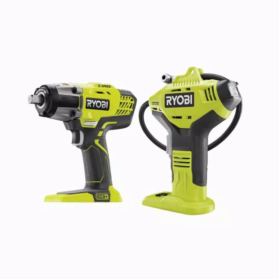 Power Tool Combo Kits * | Power Tool Combo Kits Ryobi One+ 18V Cordless 1/2 In. Impact Wrench And Power Inflator Kit (Tools Only)