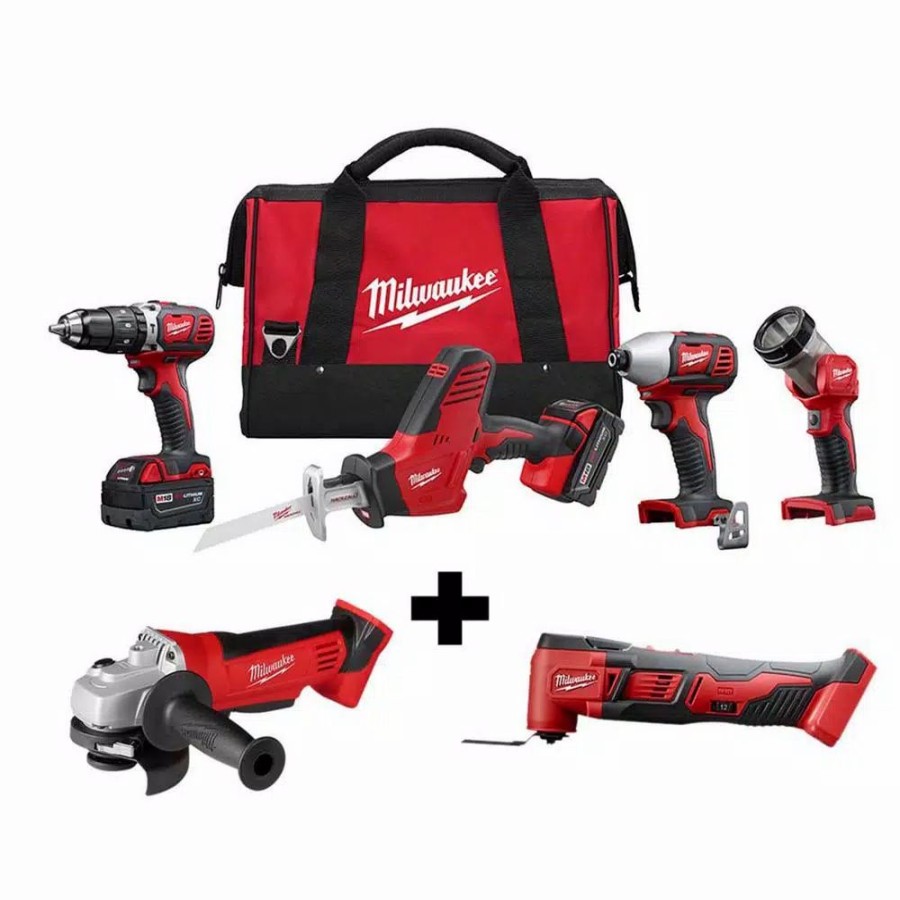 Power Tool Combo Kits * | Power Tool Combo Kits Milwaukee M18 18-Volt Lithium-Ion Cordless Combo Tool Kit (4-Tool) W/ 4-1/2 In. Cut-Off/Grinder And Multi-Tool