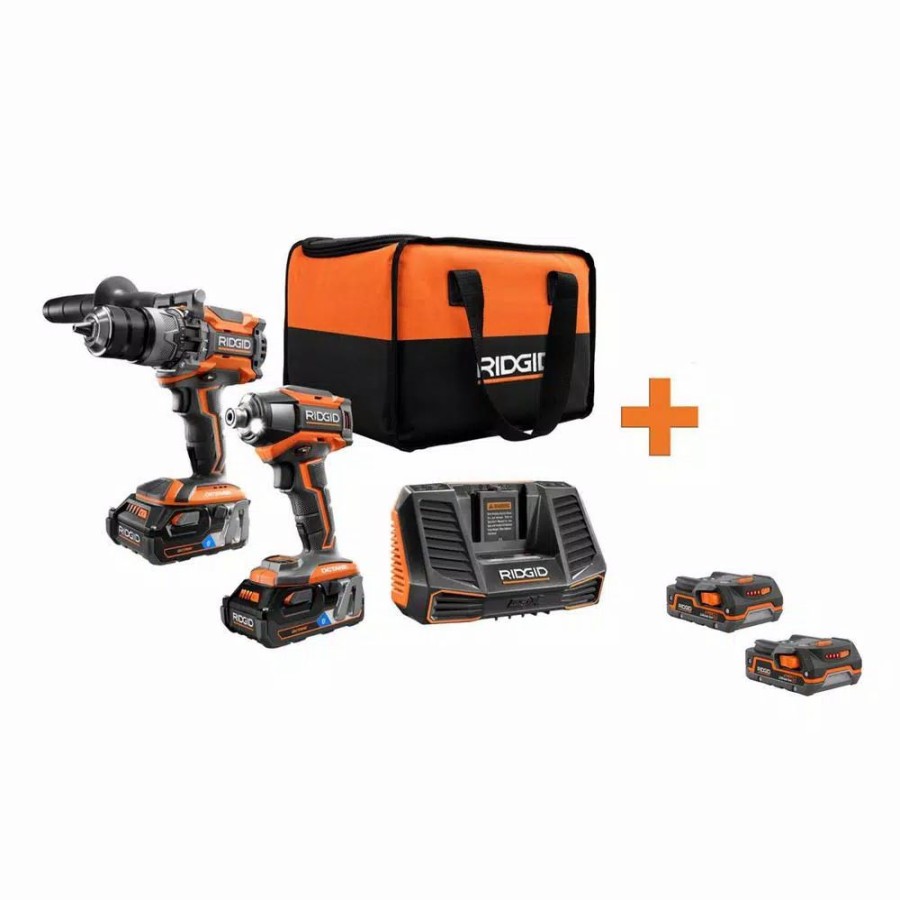 Power Tool Combo Kits * | Power Tool Combo Kits Ridgid 18-Volt Octane Cordless Brushless Combo Kit (2-Tool) With Bonus 18-Volt 1.5 Ah Lithium-Ion Battery (2-Pack)