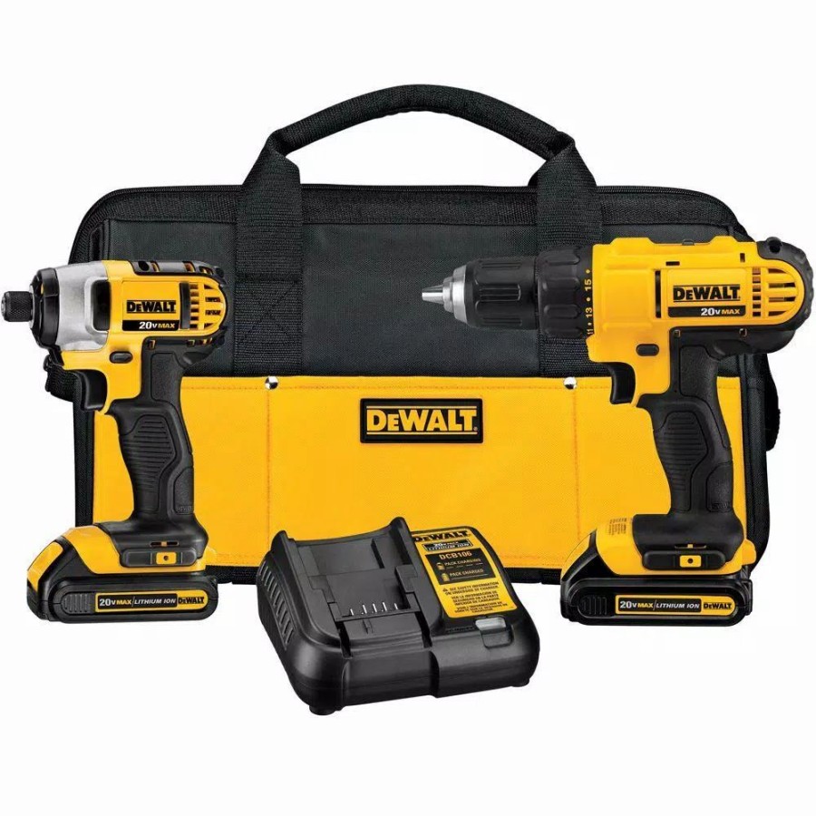 Power Tool Combo Kits * | Power Tool Combo Kits Dewalt 20-Volt Max Cordless Drill/Impact Combo Kit (2-Tool) With (2) 20-Volt 1.3Ah Batteries, Charger & Bag