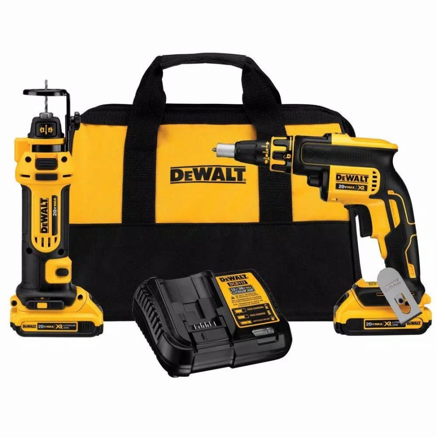 Power Tool Combo Kits * | Power Tool Combo Kits Dewalt 20-Volt Max Xr Cordless Drywall Screw Gun/Cut-Out Tool Combo Kit (2-Tool) With (2) 20-Volt 2.0Ah Batteries & Charger