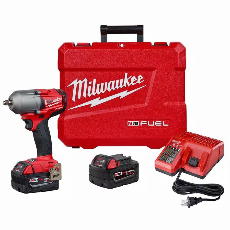 Impact Wrenches * | Impact Wrenches Milwaukee M18 Fuel 18-Volt Lithium-Ion Mid Torque Brushless Cordless 3/8 In. Impact Wrench W/ Friction Ring W/(2) 5.0Ah Batteries