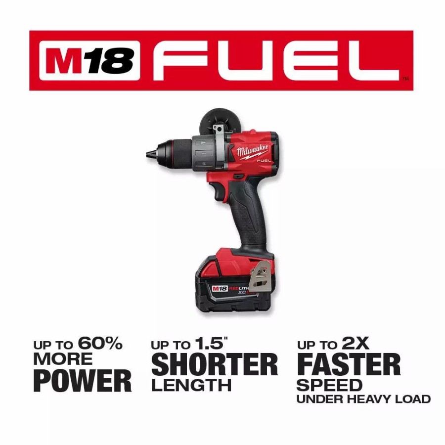 Power Tool Combo Kits * | Power Tool Combo Kits Milwaukee M18 Fuel 18-Volt Lithium-Ion Brushless Cordless Hammer Drill Driver/Impact Driver/Impact Wrench Kit With 4-Batteries