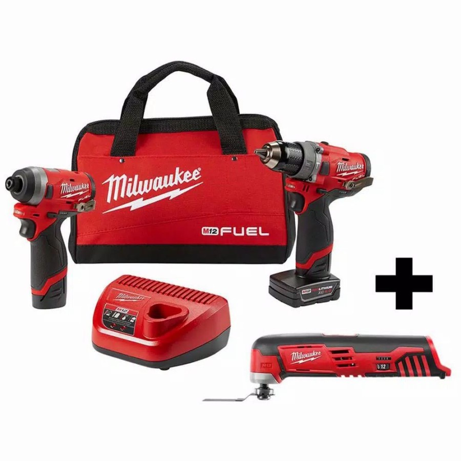 Power Tool Combo Kits * | Power Tool Combo Kits Milwaukee M12 Fuel 12-Volt Li-Ion Brushless Cordless Hammer Drill And Impact Driver Combo Kit (2-Tool)W/ M12 Multi-Tool