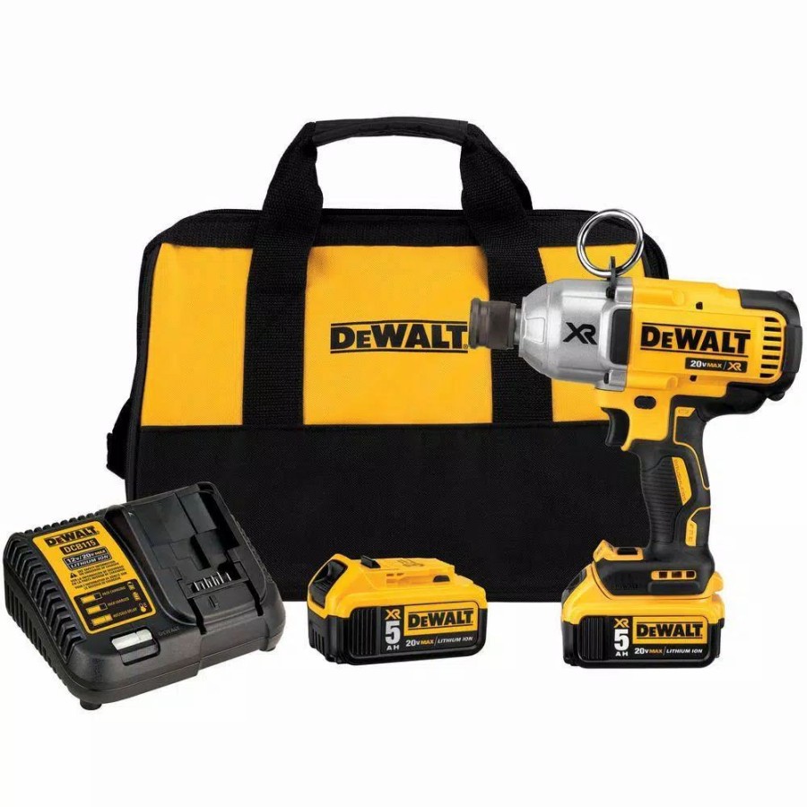 Impact Wrenches * | Impact Wrenches Dewalt 20-Volt Max Xr Cordless Brushless 7/16 In. High Torque Impact Wrench Quick Release Chuck & (2) 20-Volt 5.0Ah Batteries