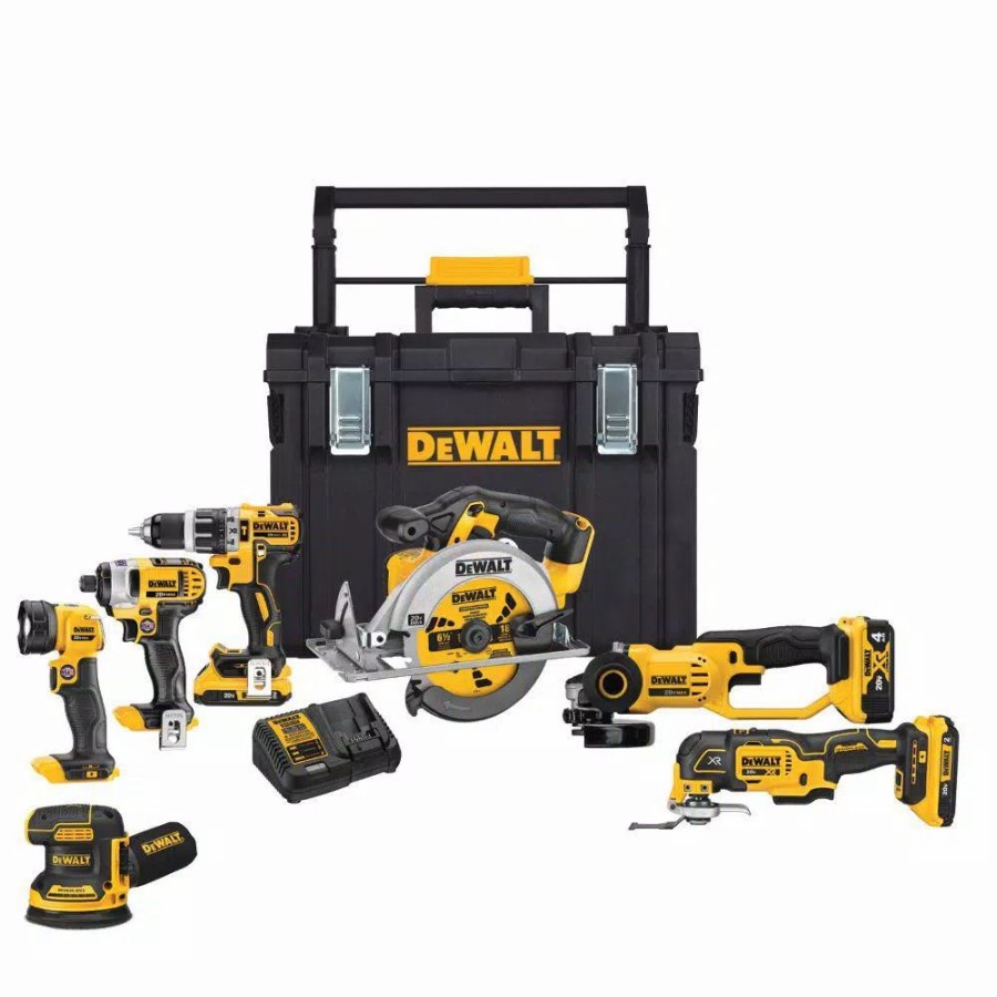 Power Tool Combo Kits * | Power Tool Combo Kits Dewalt 20-Volt Max Cordless Combo Kit (7-Tool) With Toughsystem Case, (1) 20-Volt 4.0Ah Battery & (2) 20-Volt 2.0Ah Batteries