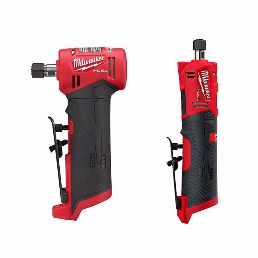 Power Tool Combo Kits * | Power Tool Combo Kits Milwaukee M12 Fuel 12-Volt Lithium-Ion Brushless Cordless 1/4 In. Right Angle And Straight Die Grinder Kit (Tool-Only Kit)