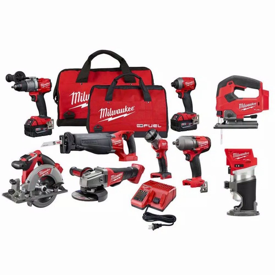 Power Tool Combo Kits * | Power Tool Combo Kits Milwaukee M18 Fuel 18-Volt Lithium-Ion Brushless Cordless Combo Kit (9-Tool) W/(2) 5.0 Ah Batteries, (1) Charger, (2) Tool Bags