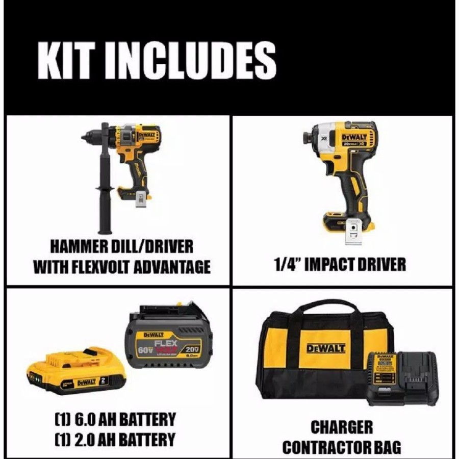 Power Tool Combo Kits * | Power Tool Combo Kits Dewalt 20-Volt Max Cordless Brushless Hammer Drill/Driver Combo Kit With Flexvolt Advantage (2-Tool)