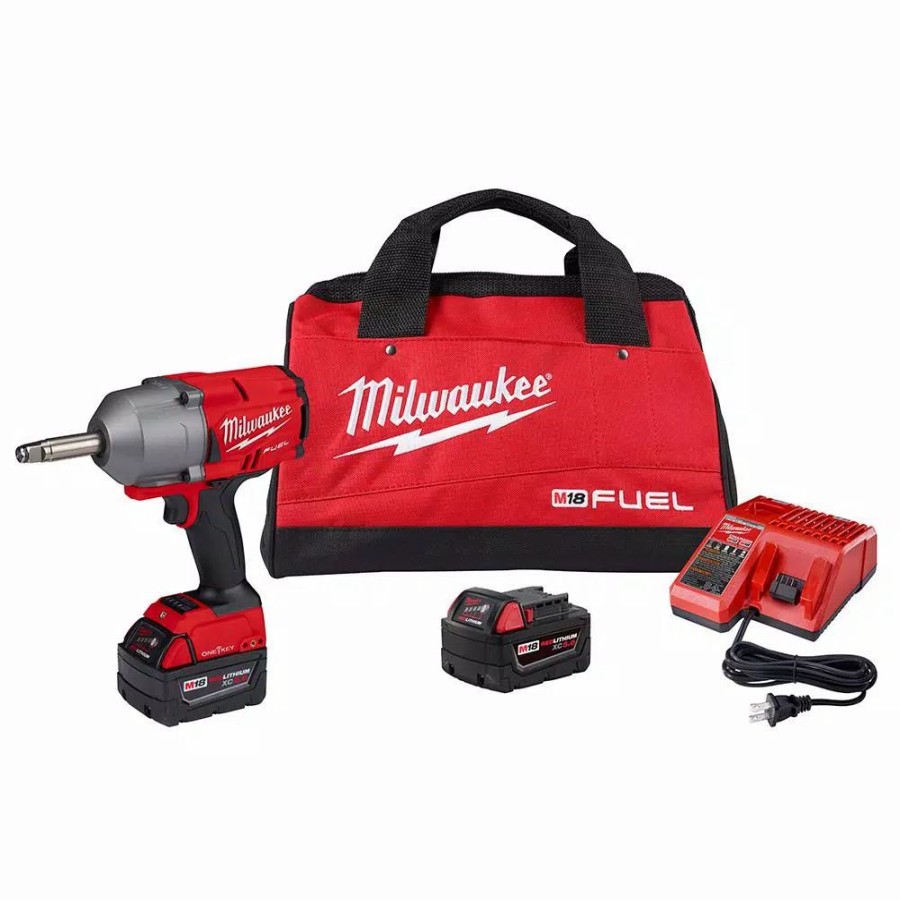 Impact Wrenches * | Impact Wrenches Milwaukee M18 One-Key Fuel 18-Volt Lithium-Ion Brushless Cordless 1/2 In. Impact Wrench With Extended Anvil Kit With 2 Batteries