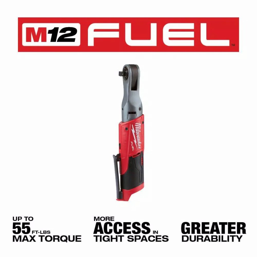 Power Tool Combo Kits * | Power Tool Combo Kits Milwaukee M12 Fuel 12-Volt Lithium-Ion Brushless Cordless 3/8 In. Ratchet And Extended Reach Ratchet Combo Kit (Tool-Only)