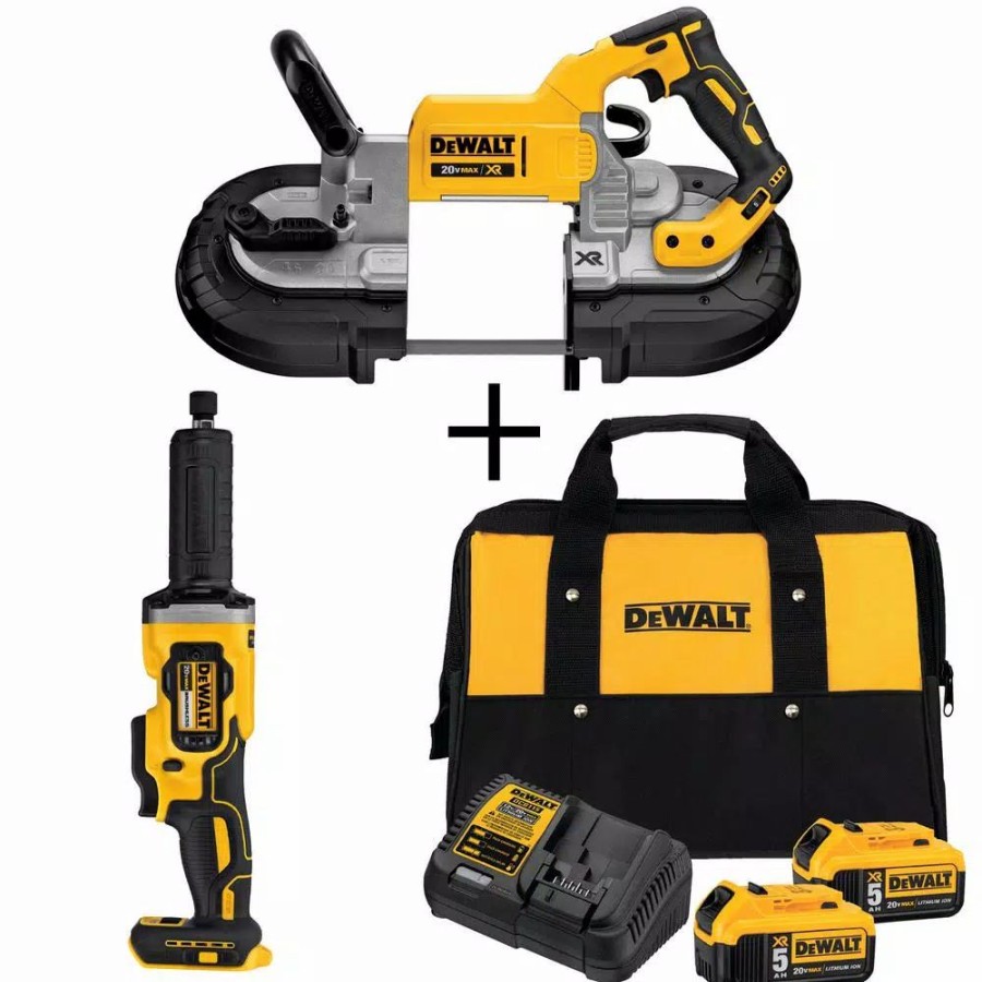 Power Tool Combo Kits * | Power Tool Combo Kits Dewalt 20-Volt Max Xr Cordless Brushless Deep Cut Band Saw With 1-1/2 In. Die Grinder & (2) 20-Volt Batteries 5.0Ah