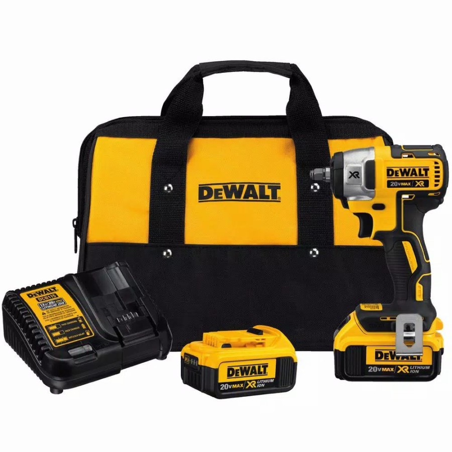 Impact Wrenches * | Impact Wrenches Dewalt 20-Volt Max Xr Cordless Brushless 3/8 In. Compact Impact Wrench With (2) 20-Volt 4.0Ah Batteries & Charger