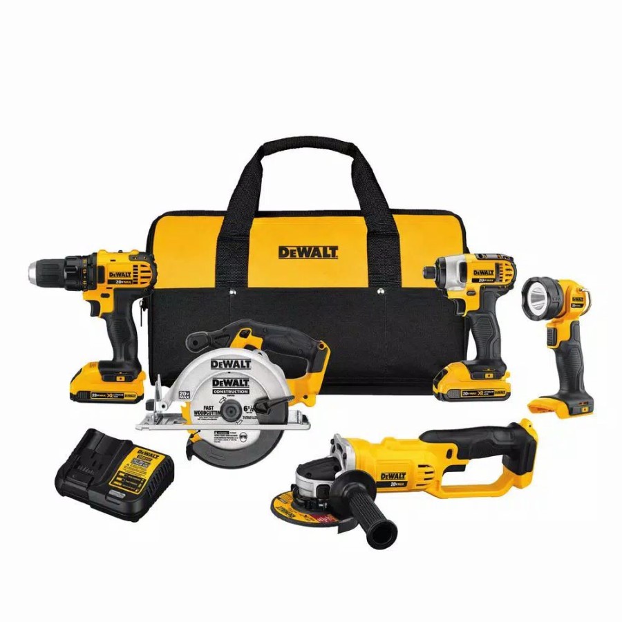 Power Tool Combo Kits * | Power Tool Combo Kits Dewalt 20-Volt Max Cordless Combo Kit (5-Tool) With (2) 20-Volt 2.0Ah Batteries & Charger