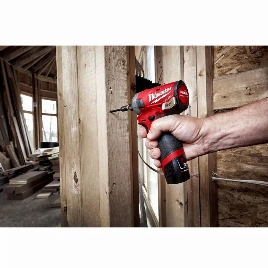 Power Tool Combo Kits * | Power Tool Combo Kits Milwaukee M12 Fuel 12-Volt Lithium-Ion Brushless Cordless Surge Impact And Drill Combo Kit (2-Tool) With 2 Batteries And Bag