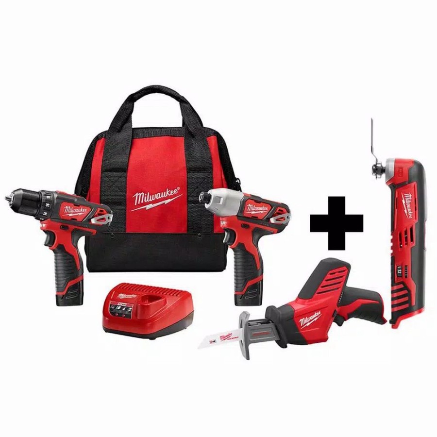 Power Tool Combo Kits * | Power Tool Combo Kits Milwaukee M12 12-Volt Lithium-Ion Cordless Combo Kit (3-Tool) With M12 Multi-Tool