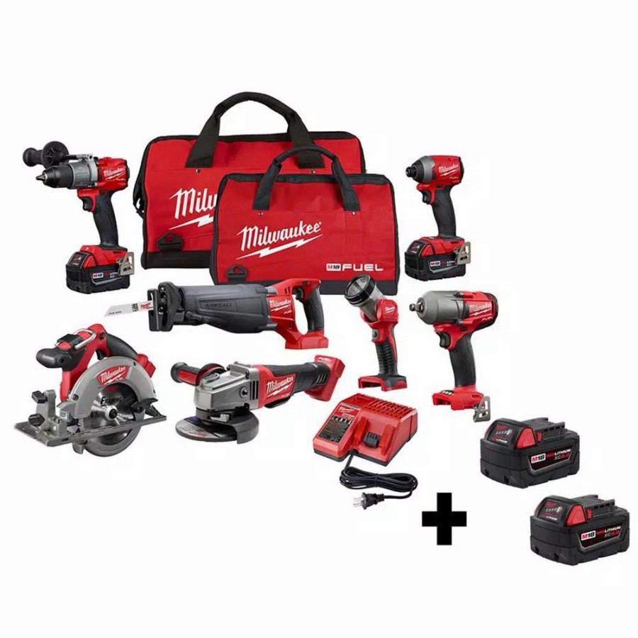 Power Tool Combo Kits * | Power Tool Combo Kits Milwaukee M18 Fuel 18-Volt Lithium-Ion Brushless Cordless Combo Kit (7-Tool) With Two M18 5.0 Ah Batteries