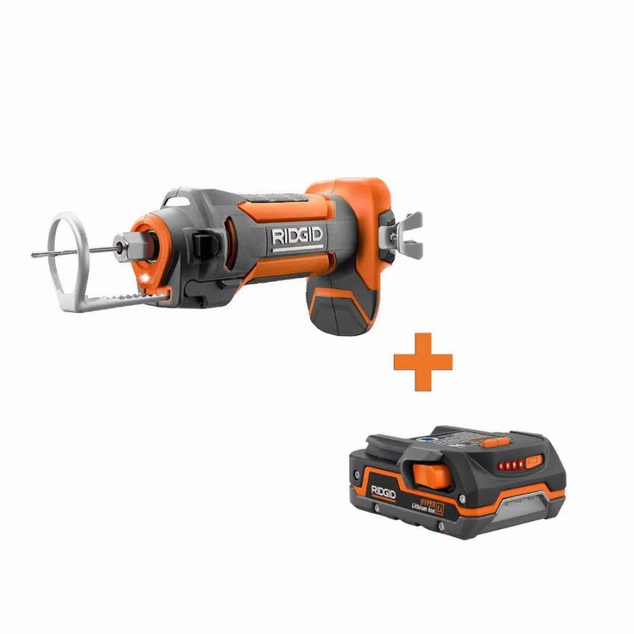 Power Tool Combo Kits * | Power Tool Combo Kits Ridgid 18-Volt Cordless Drywall Cut-Out Tool With 1.5 Ah Lithium-Ion Battery