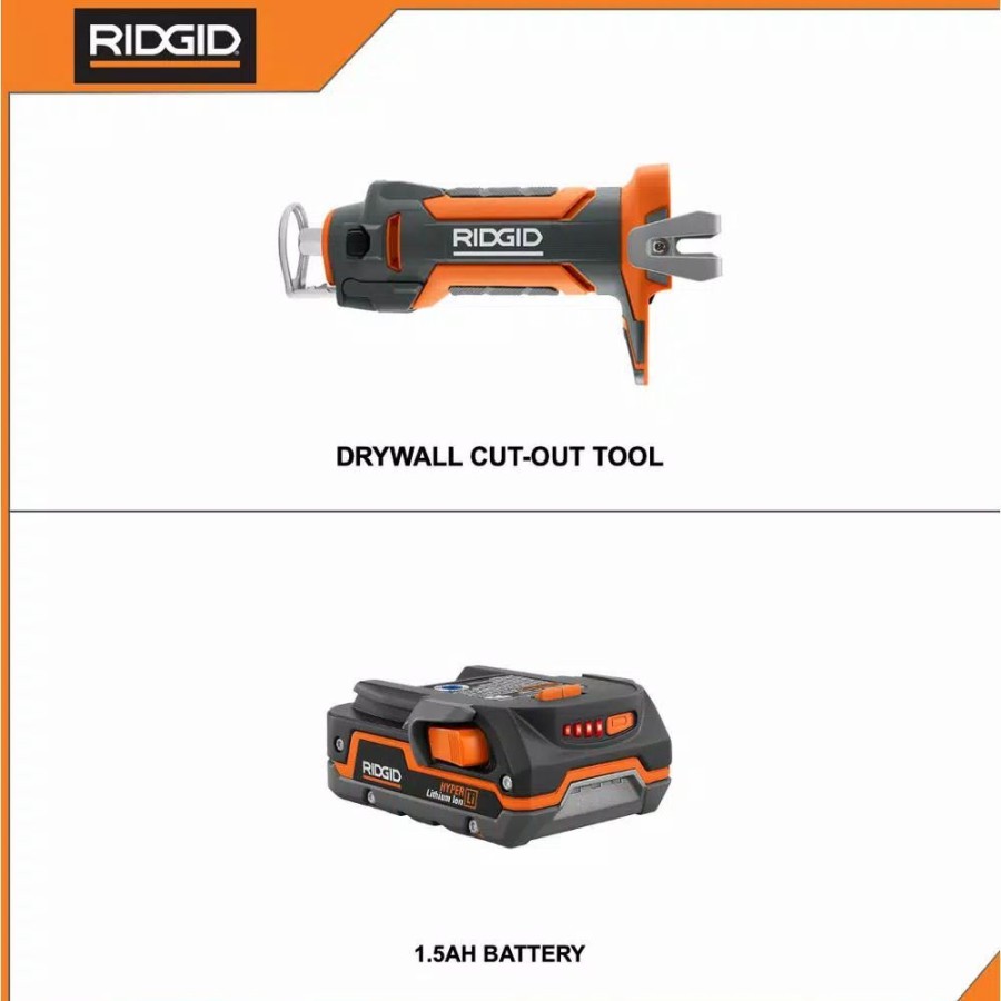 Power Tool Combo Kits * | Power Tool Combo Kits Ridgid 18-Volt Cordless Drywall Cut-Out Tool With 1.5 Ah Lithium-Ion Battery