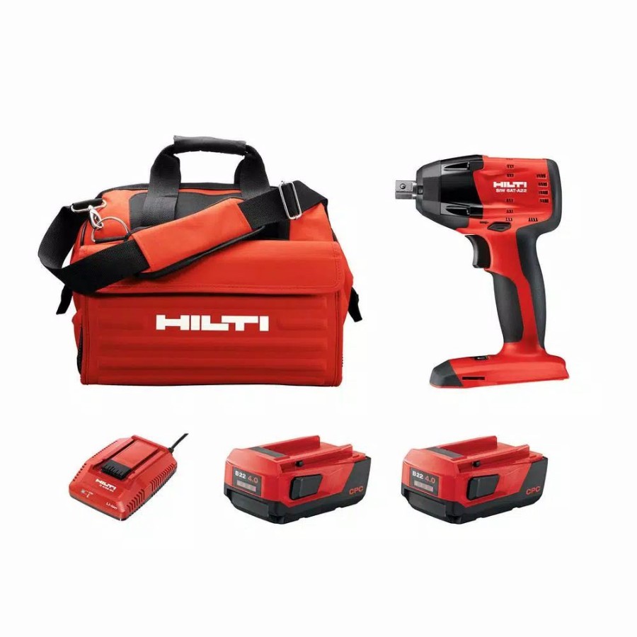 Impact Wrenches * | Impact Wrenches Hilti Siw 6-At 22-Volt 1/2 In. Cordless Brushless Impact Wrench Kit With 4.0 Lithium-Ion Battery Pack Charger And Bag