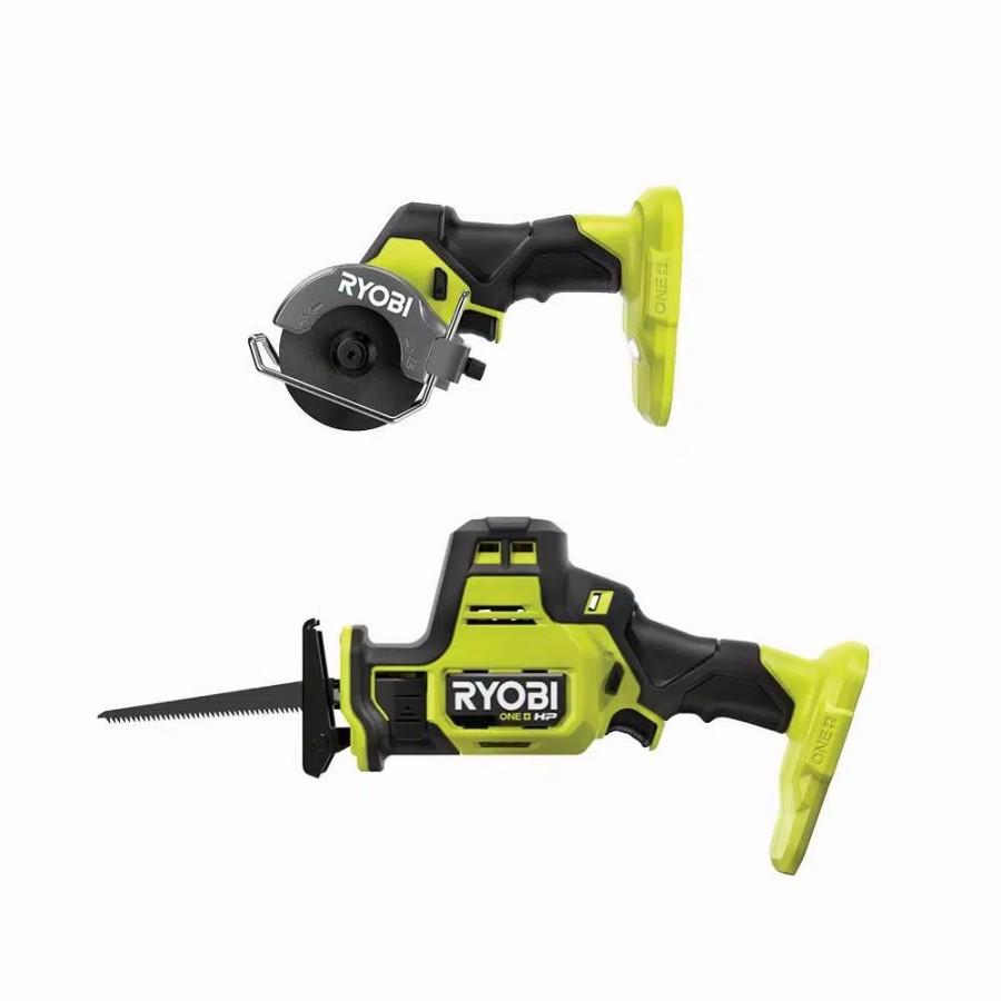 Power Tool Combo Kits * | Power Tool Combo Kits Ryobi One+ Hp 18V Brushless Cordless Compact 2-Tool Combo Kit With One-Handed Reciprocating Saw And Cut-Off Tool (Tools Only)