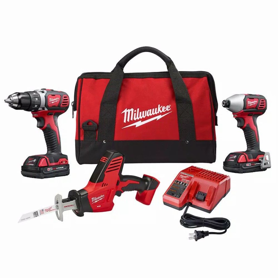 Power Tool Combo Kits * | Power Tool Combo Kits Milwaukee M18 18-Volt Lithium-Ion Cordless Drill Driver/Impact Driver And Hackzall Combo Kit (3-Tool) With Two 1.5 Ah Batteries