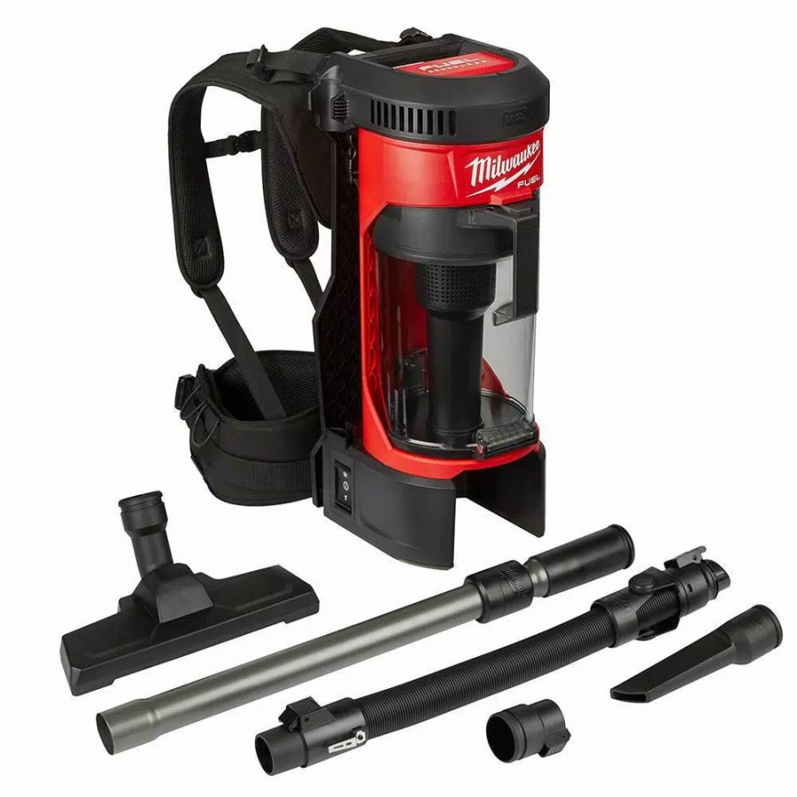 Power Tool Combo Kits * | Power Tool Combo Kits Milwaukee M18 Fuel 18-Volt Lithium-Ion Brushless Cordless Hammer Drill/Backpack Vacuum/Impact Driver With 4-Batteries