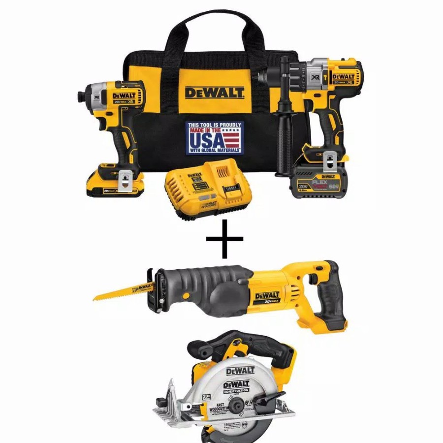 Power Tool Combo Kits * | Power Tool Combo Kits Dewalt 20-Volt Max Cordless Brushless Combo Kit (2-Tool) With (1) Flexvolt 6.0Ah, (1) 20-Volt 2.0 Battery, Circ Saw & Recip Saw