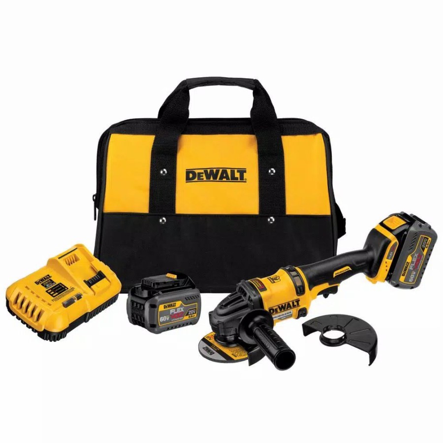 Power Tool Combo Kits * | Power Tool Combo Kits Dewalt Flexvolt 60-Volt Max Cordless Brushless 4-1/2 In. Angle Grinder, (2) Flexvolt 6.0Ah Batteries & 1/2 In. Impact Wrench