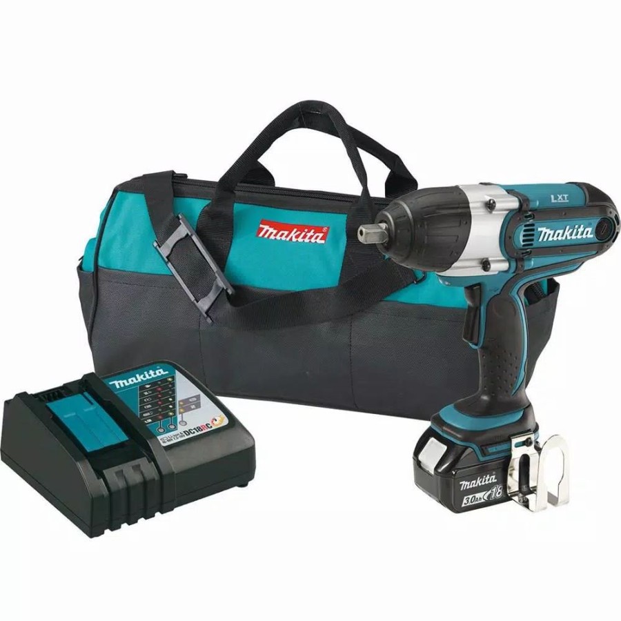 Impact Wrenches * | Impact Wrenches Makita 18-Volt Lxt Lithium-Ion Cordless 1/2 In. Impact Wrench Kit With (1) Battery 3.0Ah, Charger, Tool Bag