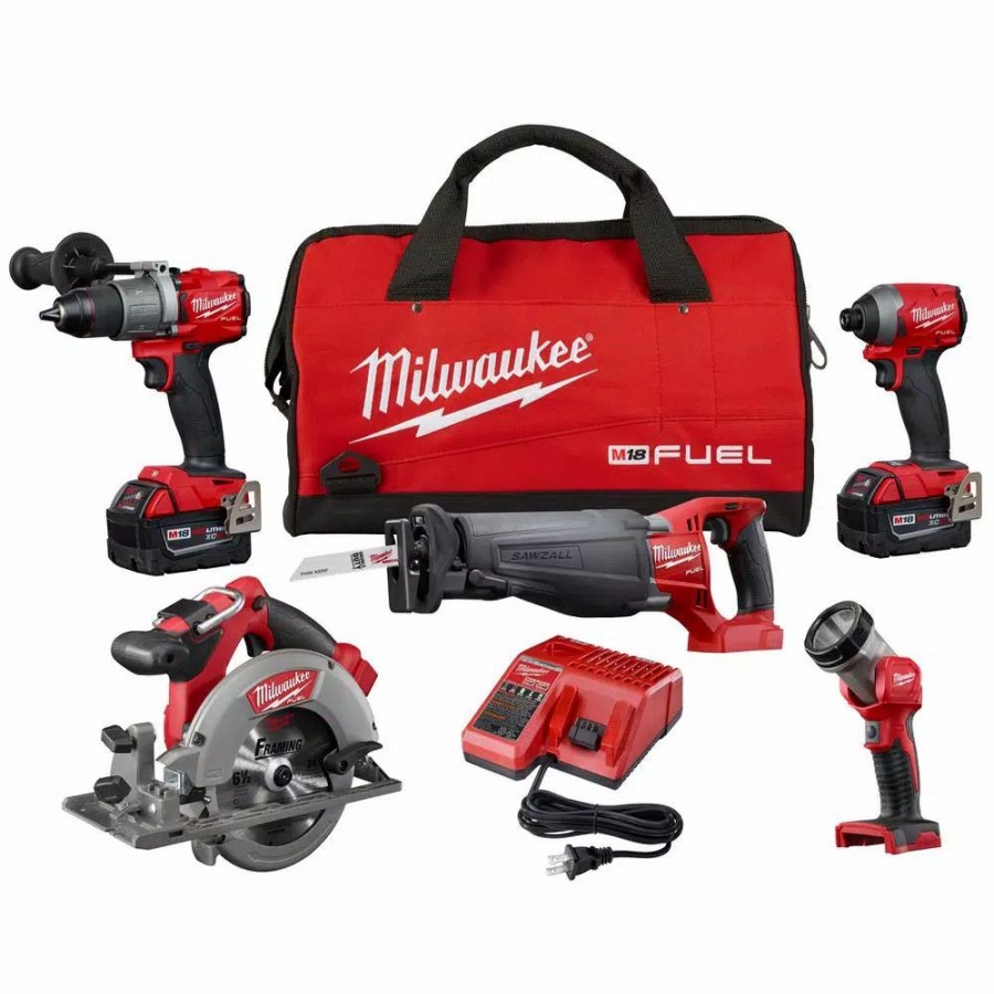 Power Tool Combo Kits * | Power Tool Combo Kits Milwaukee M18 Fuel 18-Volt Lithium-Ion Brushless Cordless Combo Kit (5-Tool) W/ (2) 5.0 Ah Batteries, (1) Charger, (1) Tool Bag