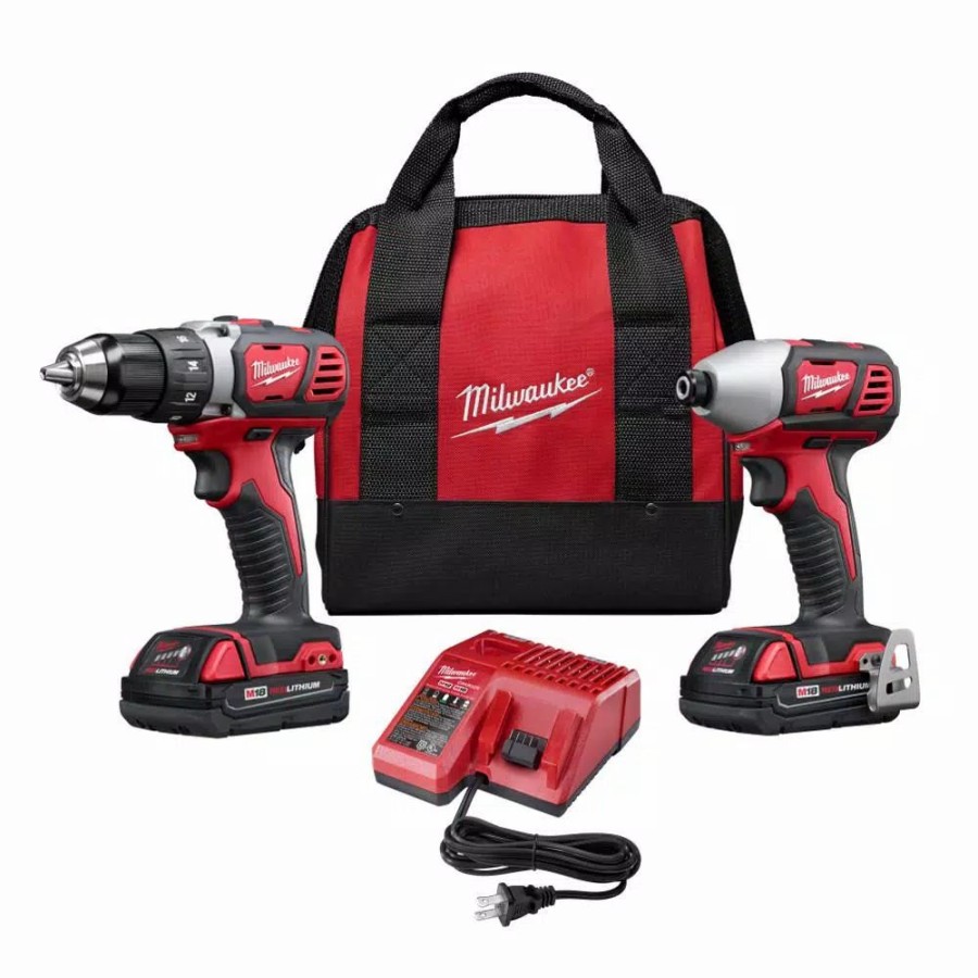 Power Tool Combo Kits * | Power Tool Combo Kits Milwaukee M18 18-Volt Lithium-Ion Cordless Drill Driver/Impact Driver Combo Kit (2-Tool) W/(2) 1.5Ah Batteries, Charger, Tool Bag