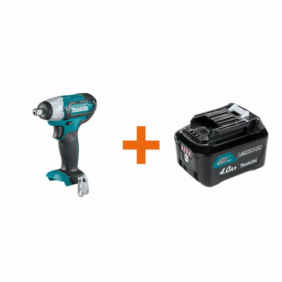 Impact Wrenches * | Impact Wrenches Makita 12-Volt Max Cxt Lithium-Ion Cordless 1/2 In. Sq. Drive Impact Wrench With Bonus 12-Volt Max Cxt Battery Pack 4.0Ah