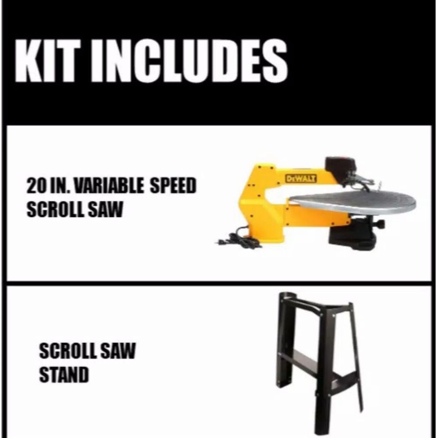 Power Tool Combo Kits * | Power Tool Combo Kits Dewalt 20 In. Variable-Speed Corded Scroll Saw With Bonus Scroll Saw Stand