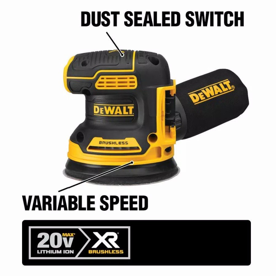 Power Tool Combo Kits * | Power Tool Combo Kits Dewalt 20-Volt Max Xr Cordless Brushless 5 In. Random Orbital Sander With Jigsaw & (1) 20-Volt Battery 5.0Ah