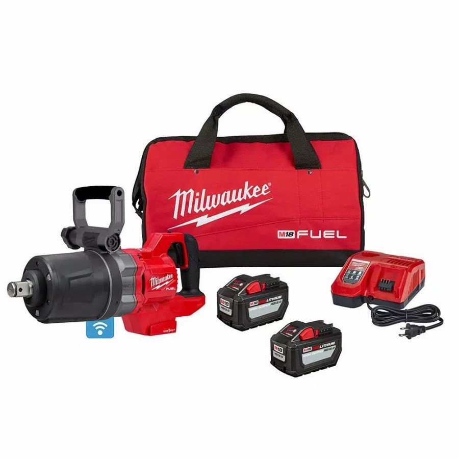 Impact Wrenches * | Impact Wrenches Milwaukee M18 Fuel 18-Volt Lithium-Ion Brushless Cordless 1 In. Impact Wrench With D-Handle Kit With Two 12.0 Ah Batteries