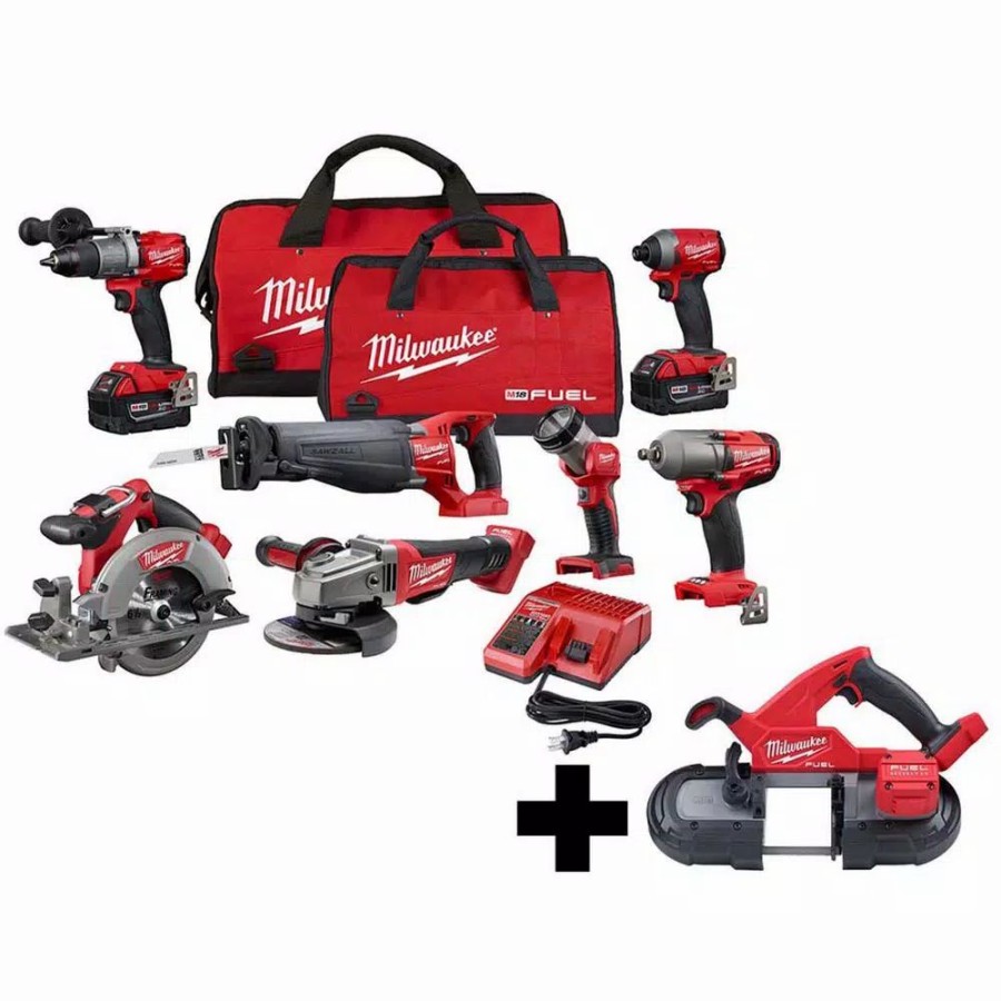 Power Tool Combo Kits * | Power Tool Combo Kits Milwaukee M18 Fuel 18-Volt Lithium-Ion Brushless Cordless Combo Kit (7-Tool) With M18 Fuel Compact Bandsaw