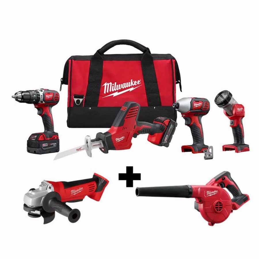 Power Tool Combo Kits * | Power Tool Combo Kits Milwaukee M18 18-Volt Lithium-Ion Cordless Combo Tool Kit (4-Tool) With M18 4-1/2 In. Cut-Off/Grinder And Blower