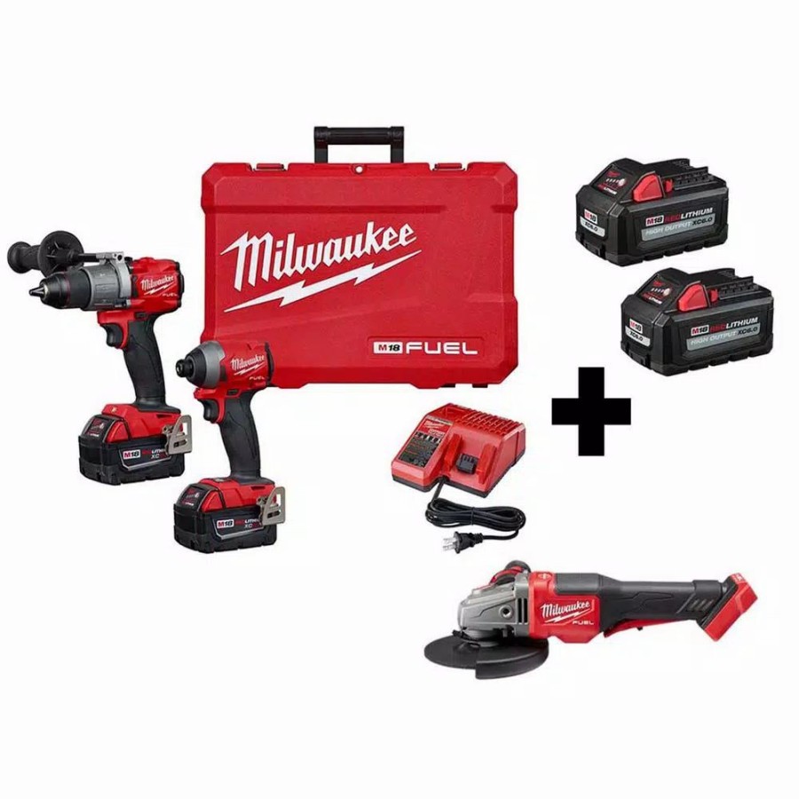 Power Tool Combo Kits * | Power Tool Combo Kits Milwaukee M18 Fuel 18-Volt Lithium-Ion Brushless Cordless Hammer Drillbraking Grinder/Impact Driver Combo Kit (3-Tool)