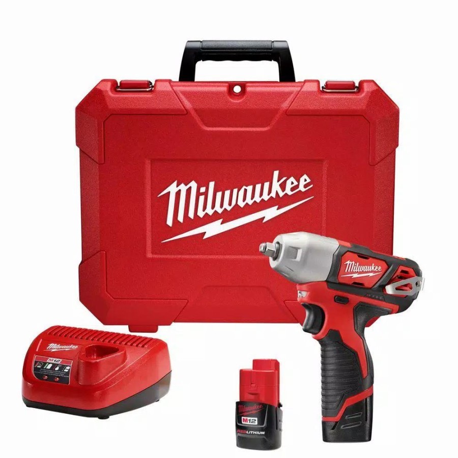 Impact Wrenches * | Impact Wrenches Milwaukee M12 12-Volt Lithium-Ion Cordless 3/8 In. Impact Wrench Kit W/ (2) 1.5Ah Batteries, Charger & Hard Case