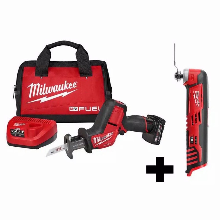 Power Tool Combo Kits * | Power Tool Combo Kits Milwaukee M12 Fuel 12-Volt Lithium-Ion Brushless Cordless Hackzall Reciprocating Saw Kit W/ Free M12 Multi-Tool