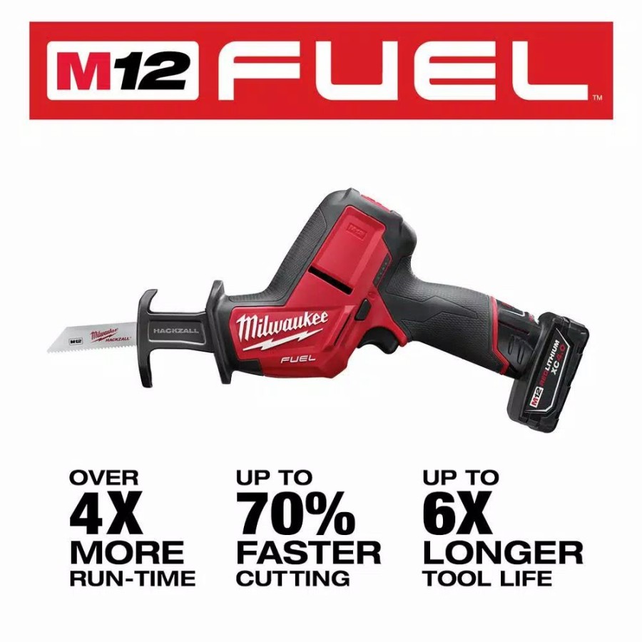 Power Tool Combo Kits * | Power Tool Combo Kits Milwaukee M12 Fuel 12-Volt Lithium-Ion Brushless Cordless Hackzall Reciprocating Saw Kit W/ Free M12 Multi-Tool