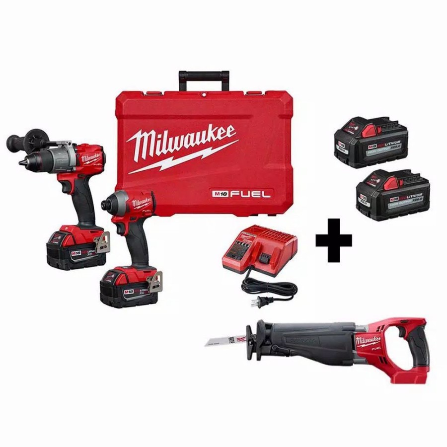 Power Tool Combo Kits * | Power Tool Combo Kits Milwaukee M18 Fuel 18-Volt Lithium-Ion Brushless Cordless Hammer Drill/Sawzall/Impact Driver Combo Kit (3-Tool)