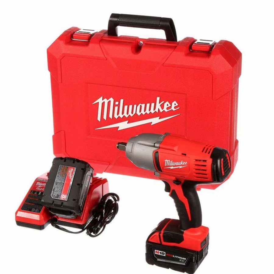 Impact Wrenches * | Impact Wrenches Milwaukee M18 1/2 In. 18-Volt Lithium-Ion Cordless Impact Wrench W/Friction Ring Kit W/(2) 3.0 Ah Batteries Charger And Hard Case