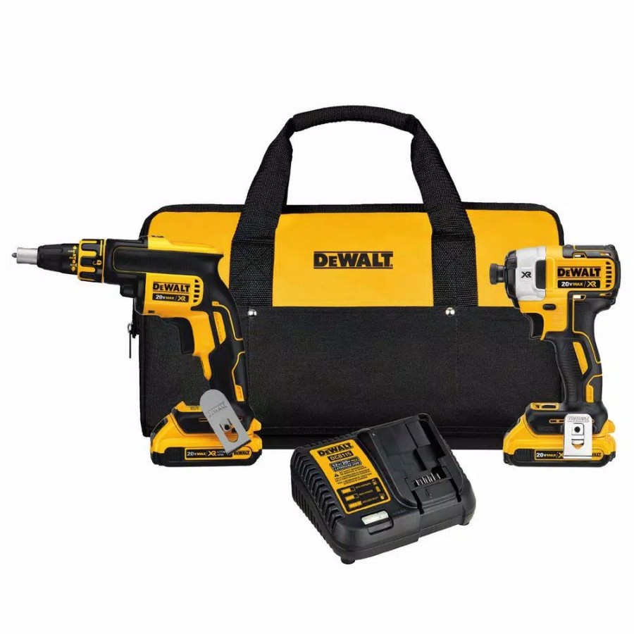 Power Tool Combo Kits * | Power Tool Combo Kits Dewalt 20-Volt Max Xr Cordless Drywall Screw Gun/Impact Driver Combo Kit (2-Tool) With (2) 20-Volt 2.0Ah Batteries & Charger