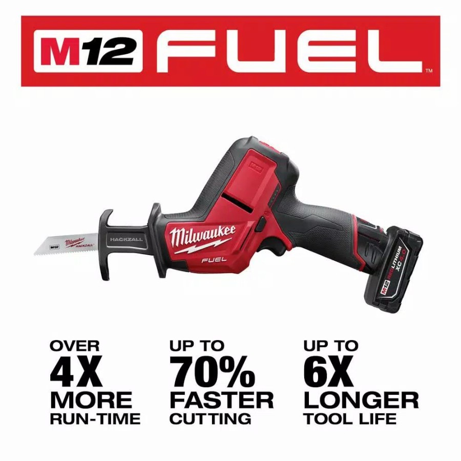 Power Tool Combo Kits * | Power Tool Combo Kits Milwaukee M12 Fuel 12-Volt Lithium-Ion Brushless Cordless Hackzall Reciprocating Saw Kit With Free M12 Right Angle Drill